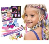 TyToo Magic Hair Studio - Kit de craie pour cheveux pour fille avec mèches de cheveux colorées, perles pailletées, élastiques à cheveux, pinces à cheveux | Kit de coiffure complet pour enfants |