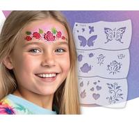 TyToo Mosaic Pochoirs de maquillage pour enfants - Réutilisables - Motifs licorne et étoiles - Pochoirs de maquillage pour enfants (papillon et rose)