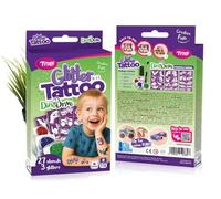 TyToo Set de tatouages à paillettes pour enfants - 27 pochoirs et 3 couleurs à paillettes - Doux pour la peau, imperméables et testés dermatologiquement - Kit de maquillage créatif pour anniversaire