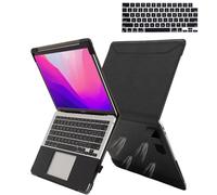 TYTX Coque Compatible avec Macbook Pro 14 Pouces 2023 A2918/A2992 M3/A2779 M2 /2021 A2442 M1 Pro/M1 Max, Étui en Cuir Housse pour Portable avec Supprort et Évents et Couverture de Clavier, Noir