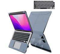 TYTX Coque Compatible avec Macbook Pro 14 Pouces 2023 A2918/A2992 M3/A2779 M2/2021 A2442 M1 Pro/M1 Max, Étui en Cuir Housse pour Portable avec Supprort et Évents et Housse Clavier, Gris Bleu