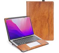 TYTX Étui en Cuir véritable Compatible avec MacBook Air avec aérations et Fonction Support 13" 2021 2020 2019 2018 (A2337 A2179 A1932) (Marron véritable)