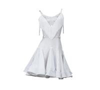 Tytyozay 2025 Femmes Robe De Danse Latine, Elegant sans Mannequin Backless Dancewear Glands De Mode De Mode Tenue De Pratique Costume De Compétition De Performance pour Samba Tango Cha Cha,Blanc,L