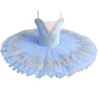 Tytyozay Professionnel Ballet Tutu Filles Violet Bleu Plateau Crêpe Tutu Ballerine Robe De Soirée Adulte Femmes Enfant Enfants Ballet Danse Costume,Bleu,100