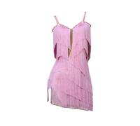 Tytyozay Robe De Danse Latine De La Latin Aux Femmes, Fashion en V-Neck sans Manches Pratiquer Vêtements Strass sans Élégant Costume Performance Robe Cocktail pour Ballet Latin Rumba Samba,Rose,L
