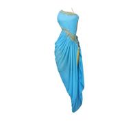 Tytyozay Robe De Danse Latine pour Femme, 2025 Vêtements De Soirée Mi-Longs Vêtements De Danse Élégants pour Adultes Dos Nu Strass Tendance Costume De Compétition pour Samba Tango Cha-Cha,Bleu,M
