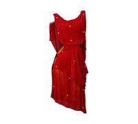Tytyozay Robe De Danse Latine pour Femme, Élégante Col en V sans Manches Tenue De Soirée Strass Dos Nu Tenue De Compétition Tenue De Soirée Lyrique pour Samba Tango Cha-Cha,Rouge,L