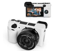 TYUANDOUER A6400 A6300 Étui pour appareil photo et kit d'accessoires de protection d'écran LCD, étui en silicone souple pour appareil photo numérique Sony Alpha A6400 A6300, coque avec poignée - Blanc