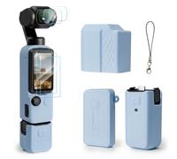 TYUANDOUER Coque pour DJI Osmo Pocket 4/Xtra Muse 2, coque de protection en silicone souple avec écran en verre trempé et protecteur d'objectif, accessoires anti-rayures pour Osmo Pocket 4 - Bleu