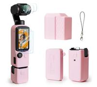 TYUANDOUER Coque pour DJI Osmo Pocket 4/Xtra Muse 2, coque de protection en silicone souple avec écran en verre trempé et protecteur d'objectif, accessoires anti-rayures pour Osmo Pocket 4 - Rose