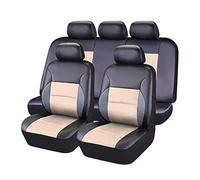 TYUIGHF 9Pcs Voiture Cuir Ensembles Housses siège, pour Fiat Panda/Grande Panda/Panda Hybrid Housses de Siège Universelles, Imperméable et Respirant,C/Black Beige