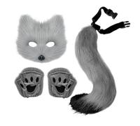 TYUKXJH Ensemble d'Oreilles et de Queue | Costume Amusant de Jeu de Rôle | Déguisement Loup Réaliste Kit avec Gants pour Adulte et Enfant Fête Masquée Cosplay Halloween