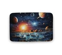 TYULN Tapis de salle de bain 50 x 80 cm, motif planètes, étoiles et gala, tapis de bain absorbant antidérapant, séchage rapide, pour chambre à coucher, cuisine, évier, bord de baignoire