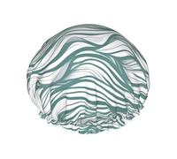 TYUMH Bonnet de douche imprimé à rayures ondulées vertes, léger, élastique, portable, adapté pour le bain et le soin des cheveux