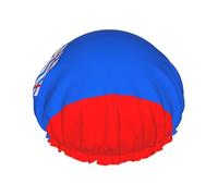 TYUMH Bonnet de douche imprimé drapeau de la Slovénie, léger, élastique, portable, adapté pour le bain et le soin des cheveux