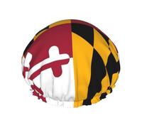 TYUMH Bonnet de douche imprimé drapeau de l'État du Maryland, léger, élastique, portable, adapté pour le bain et le soin des cheveux