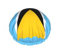 TYUMH Bonnet de douche imprimé drapeau de Sainte-Lucie, léger, élastique, portable, adapté pour le bain et le soin des cheveux