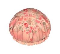 TYUMH Bonnet de douche imprimé fleurs cœurs rouges, léger, élastique, portable, adapté pour le bain et le soin des cheveux