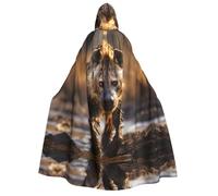 TYUMH Cape à capuche d'Halloween avec imprimé hyène solitaire douce et agréable pour la peau avec grand bord adaptée pour les fêtes d'Halloween