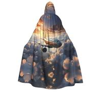 TYUMH Cape à capuche d'Halloween Les avions sont imprimés doux et doux pour la peau avec un grand bord adapté pour les fêtes d'Halloween