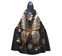 TYUMH Cape à capuche dorée et blanche avec papillons pour Halloween, Pâques, jeu de rôle, Pâques