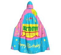 TYUMH Cape à capuche Happy Birthday avec ballon d'Halloween pour Pâques, jeu de rôle, Pâques, noir