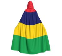 TYUMH Cape d'Halloween à capuche drapeau de l'île Maurice imprimée douce et agréable pour la peau avec grand bord adaptée pour les fêtes d'Halloween