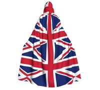 TYUMH Cape d'Halloween à capuche imprimée drapeau britannique douce et agréable pour la peau avec grand bord adaptée pour les fêtes d'Halloween