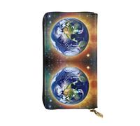 TYUMH Cosmic Earth Prints Portefeuille long en cuir léger et imperméable au design élégant adapté pour un cadeau et un usage quotidien