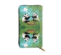 TYUMH Deux jolis grands pandas imprimés portefeuille en cuir léger et imperméable au design élégant adapté pour un cadeau et un usage quotidien