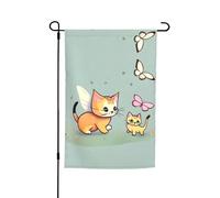 TYUMH Drapeau décoratif de jardin imprimé chaton papillon 30,5 x 45,7 cm pour utilisation dans les cours, jardins, pots de fleurs et balcons