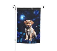 TYUMH Drapeau décoratif de jardin imprimé rose bleue chiot 30,5 x 45,7 cm pour utilisation dans les cours, jardins, pots de fleurs et balcons