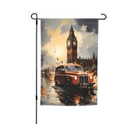 TYUMH Drapeau décoratif de jardin imprimé taxi de Londres 30,5 x 45,7 cm pour utilisation dans les cours, jardins, pots de fleurs et balcons