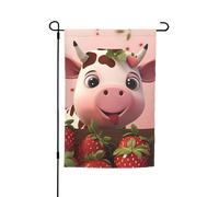TYUMH Drapeau décoratif de jardin imprimé vaches et fraises 30,5 x 45,7 cm pour utilisation dans les cours, jardins, pots de fleurs et balcons