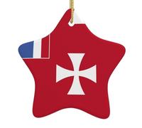TYUMH Drapeau des îles Wallis et Futuna - Décoration de Noël en céramique en forme d'étoile - Idéal pour les voyages, les fêtes et les magasins.