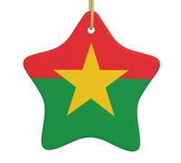 TYUMH Drapeau du Burkina Faso - Décoration de Noël en céramique en forme d'étoile - Idéal pour les voyages, les fêtes et les magasins.