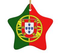 TYUMH Drapeau portugais en céramique imprimé en forme d'étoile de Noël, décoration de Noël, idéale pour les voyages, les fêtes et les magasins.