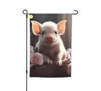 TYUMH Joli drapeau décoratif de jardin imprimé jeune cochon 30,5 x 45,7 cm pour une utilisation dans les cours, jardins, pots de fleurs et balcons