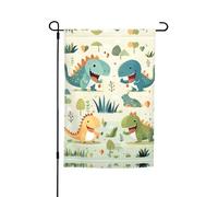 TYUMH Joli drapeau décoratif de jardin imprimé petit dinosaure 30,5 x 45,7 cm pour une utilisation dans les cours, jardins, pots de fleurs et balcons