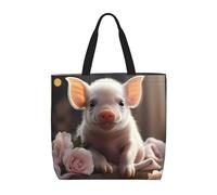 TYUMH Joli sac fourre-tout imprimé jeune cochon, léger et décontracté, idéal pour les sorties quotidiennes, les voyages et le shopping.