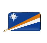 TYUMH Portefeuille long en cuir avec drapeau des îles Marshall avec 12 emplacements pour cartes et 3 poches complètes pour l'argent, conçu pour les femmes à la mode.