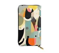 TYUMH Portefeuille long en cuir avec imprimé chat moderne du milieu du siècle, léger et imperméable, design élégant adapté pour un cadeau et un usage quotidien