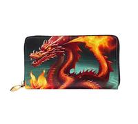 TYUMH Portefeuille long en cuir Dragon King in Fire avec 12 emplacements pour cartes et 3 poches complètes pour l'argent, conçu pour les femmes à la mode.