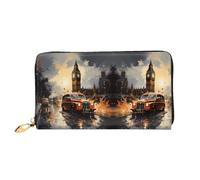 TYUMH Portefeuille long en cuir London Color Taxi avec 12 emplacements pour cartes et 3 poches complètes pour l'argent, conçu pour les femmes à la mode.