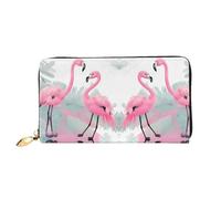 TYUMH Portefeuille long en cuir rose flamant rose avec 12 emplacements pour cartes et 3 poches complètes pour l'argent, conçu pour les femmes à la mode.