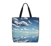 TYUMH Sac fourre-tout imprimé ciel bleu et nuages blancs, léger et décontracté, idéal pour les sorties quotidiennes, les voyages et le shopping.