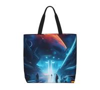 TYUMH Sac fourre-tout imprimé Science Fiction Future, léger et décontracté, idéal pour les sorties quotidiennes, les voyages et le shopping.