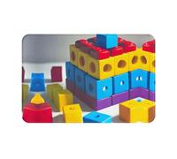 TYUMH Tapis de sol antidérapant 40,6 x 61 cm - Blocs de construction colorés imprimés anti-poussière et durable - Convient pour porte d'entrée, salon et salle de bain