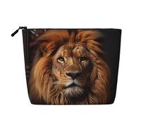 TYUMH The Lion's Gaze Trousse à maquillage monocouche imitation chanvre portable, adaptée pour la vie quotidienne, les voyages et les sorties.