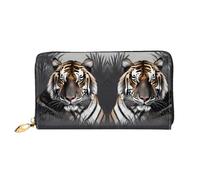 TYUMH Tiger at Rest Portefeuille long en cuir avec 12 emplacements pour cartes et 3 poches complètes pour l'argent, conçu pour les femmes à la mode.